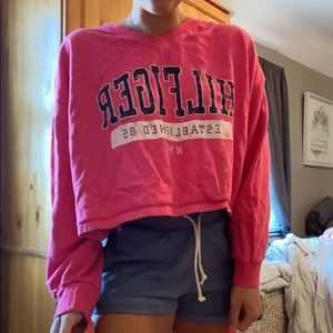 Tommy Hilfiger cropped V-neck pink sweatshirt